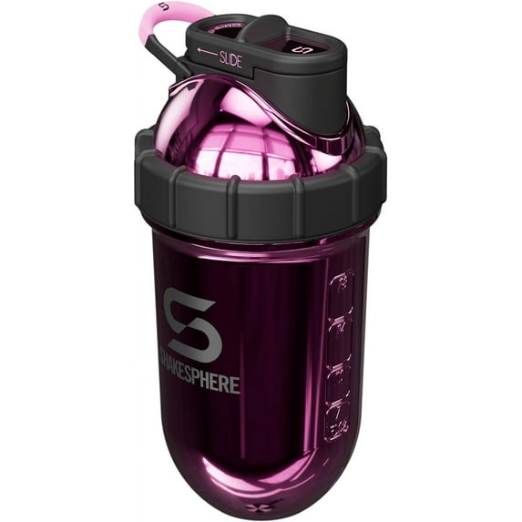 SHAKESPHERE Tumbler STEEL: Protein Shaker Bottle Keeps Hot Drinks HOT & Cold Drinks COLD, 24 oz. No Blending Ball or Whisk Needed, Easy Clean Up Great for Shakes, Smoothies