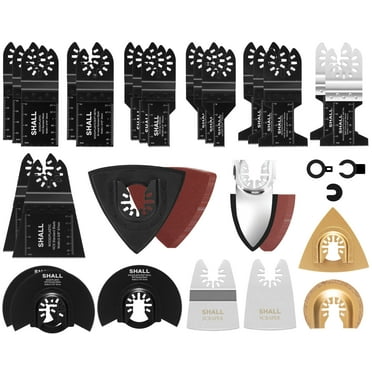 SHALL 102pcs Oscillating Multitool Blades, Oscillating Saw Blades, Quick Release Multitool Blades Kit, Tool Blades Accessories Kits with Storage Case for Wood Plastic Metal Nails Bolts