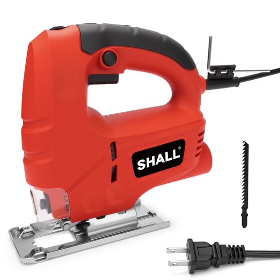 SHALL 120V Corded Jig Saw, 5-Amp, 3, 000 Blade Speed, 45 Degree Beveled Cuts, 0.75 Inch Orbital Blade, 4 Curve Setting