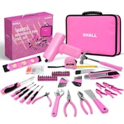 مجموعة أدوات SHALL Pink للمنزل، مجموعة أدوات كهربائية للنساء مكونة من 168 قطعة مع مفك براغي كهربائي و14 منظمًا كبيرًا لحقيبة الأدوات