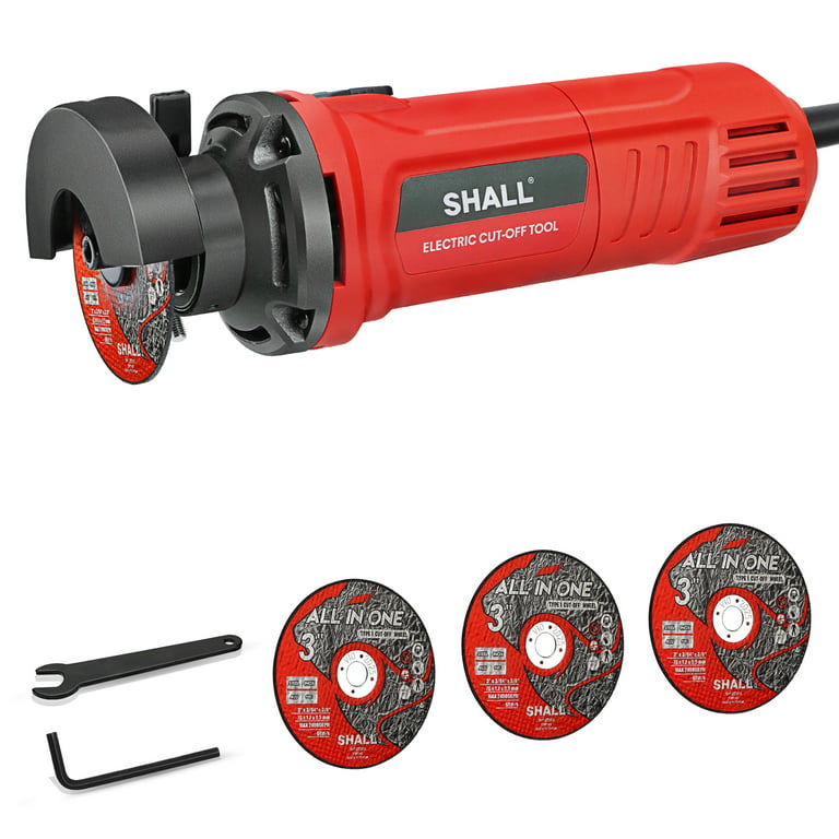 SHALL 3 Inch High-Speed Cut Off Tool, 3.5 Amp Metal Cutter Tool with 3Pcs  Multifunctional Cutoff Wheels, 24000RPM Electricl Metal Cutting Tools for