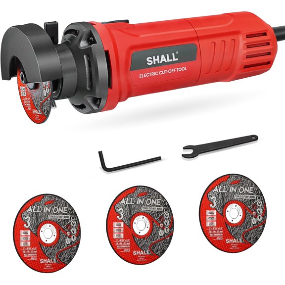 SHALL 3 Inch High-Speed Cut Off Tool, 3.5 Amp Metal Cutter Tool with 3Pcs Multifunctional Cut Off Wheels, 24000RPM Electricl Metal Cutting Tools for Steel, Inox