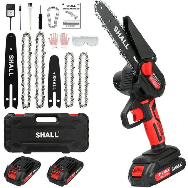 "SHALL Portable Electric Mini Chainsaw, 4+6"" Light Weight Handheld Saw