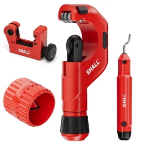 SHALL 4Pcs Tubing Cutter Set, 1/4’’ to 2’’ OD Heavy Duty Copper Pipe Cutter, 1/8’’ to 7/8’’ Mini Tube Cutter, Deburring Tool & Inner Outer Pipe Reamer for Copper, Aluminum, Stainless Steel, PVC Pipe