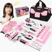 SHALL 6 Years+ Rubber, Steel Tool Kit with 12" Tool Bag, Pink 26 Pieces