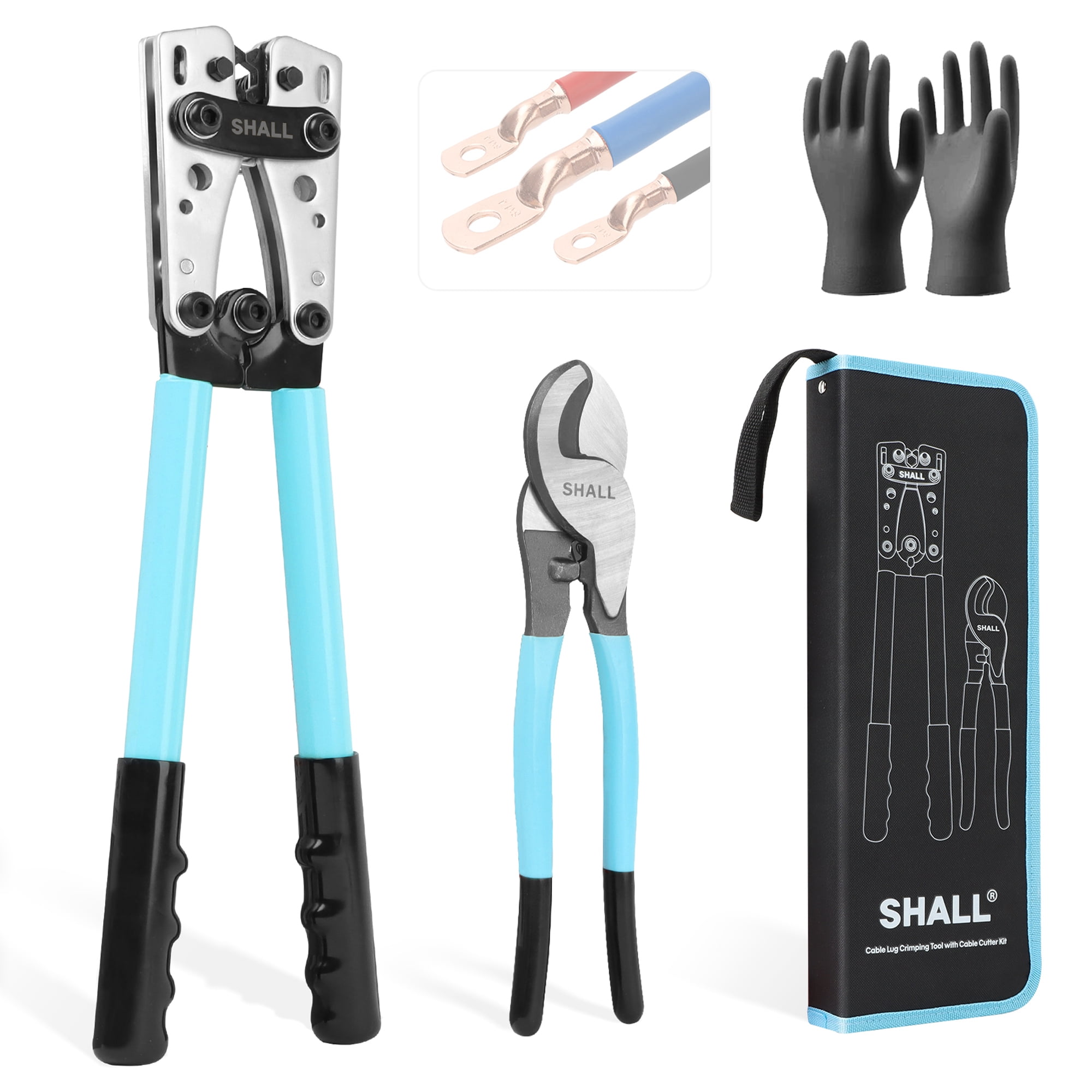 SHALL Battery Cable Crimper, Wire Crimping Tool Set with Cable Cutters
