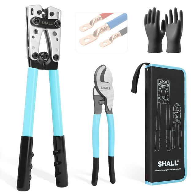 SHALL Battery Cable Crimper, Wire Crimping Tool Set with Cable Cutters