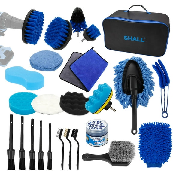 SHALL 28Pcs Car Detailing Kit, Professional Car Detailing Brush Set for Interior Exterior Wheels