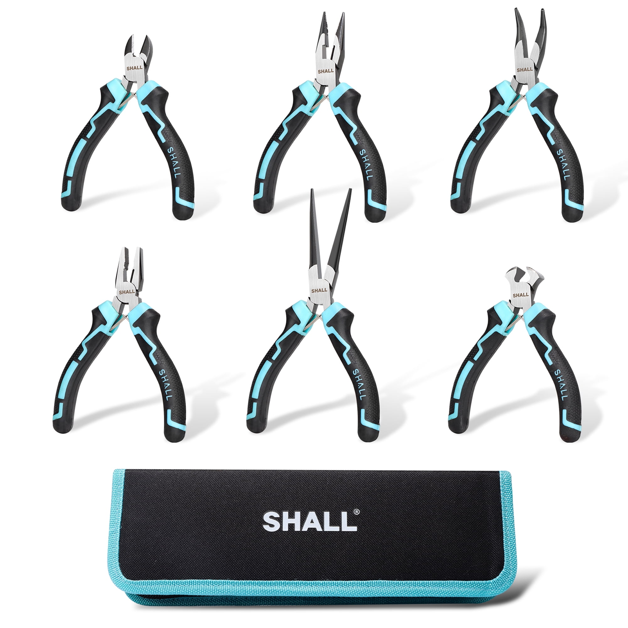 SHALL Mini Pliers Set, 6-Piece Small Pliers Tool Set Includes Needle Nose,  Long Nose, Bent Nose, Diagonal, End Cutting and Linesman for Making Crafts