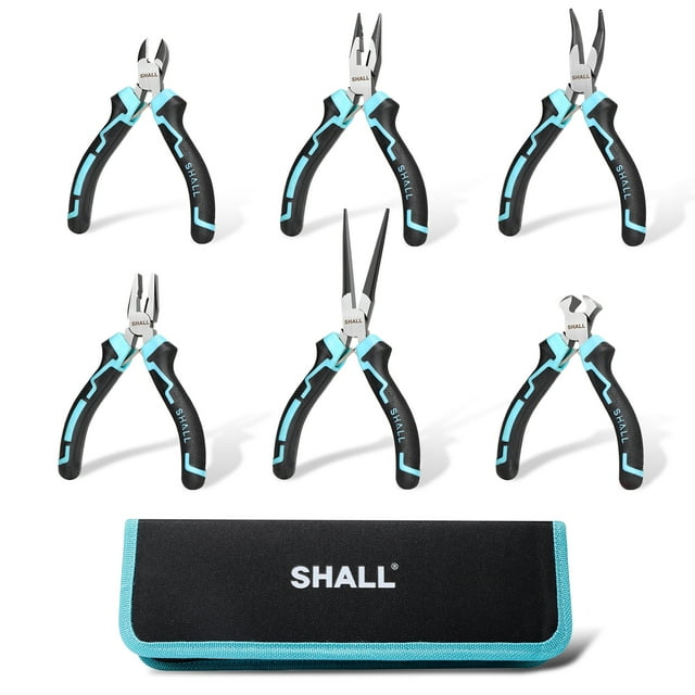 SHALL 6Piece Mini Pliers Set Metal Miniature Tools with Pouch for