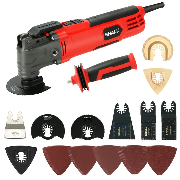 SHALL Oscillating Tool, 4.0A Oscillating Multitool Kit with 5° Oscillation  Angle, Quick Change & Kickback Protection, 6 Variable Speeds, Auxiliary  Handle, 34Pcs Saw Accessories and Carry Bag Included 