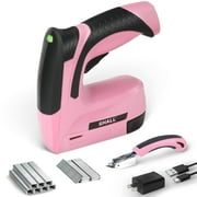 SHALL Pink Electric Staple Gun, 2 in 1 Cordless Staple Gun for Wood, 4V Rechargeable Brad Nailer Kit w/ 2500 Staples Nails, Staple Remover & Fast Charger for Crafts, DIY, Decoration