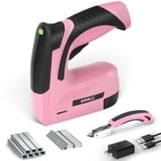 SHALL Pink Electric Staple Gun, 2 in 1 Cordless Staple Gun for Wood, 4V Rechargeable Brad Nailer Kit w/ 2500 Staples Nails, Staple Remover & Fast Charger for Crafts, DIY, Decoration
