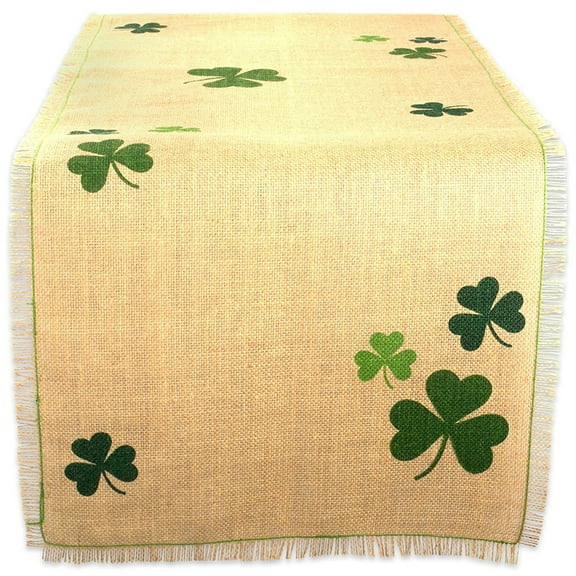 DII Shamrock Printed Jute Table Runner 14x74"