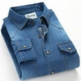 thumbnail image 1 of SHAN BAO classic brand double pocket button 100% cotton denim shirt 2022 spring high quality men's slim long-sleeved shirt, 1 of 4