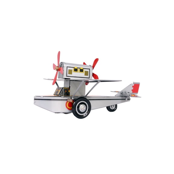 Alexander Taron 7" Silver and Red Wind-Up Vintage Style Sea Plane Adult Collectible Tin Figure