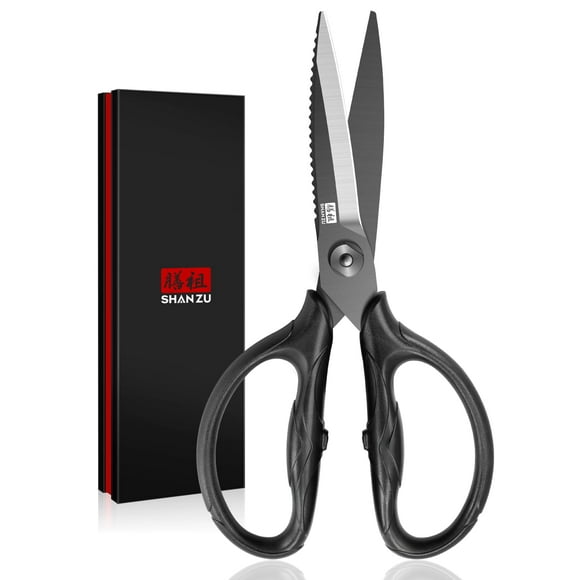 SHAN ZU 8.4" Titanium Heavy Duty Kitchen Scissors - Japanese 5Cr15MoV Stainless Steel Shears, All Purpose Detachable Shears for Meat/Herbs/Poultry, Dishwasher Safe, Gift Box Included (Black) C82