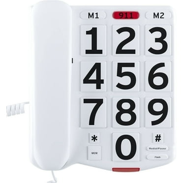 Big Button Phone for Elderly - Amplified Corded Phone Home Landline Telephone Seniors Phone with Extra Loud Ringer House Phone for Hearing and Visually Impaired