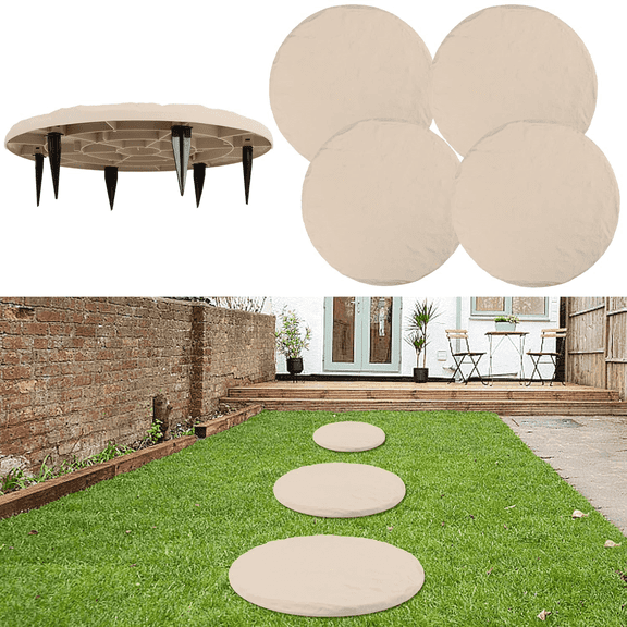SHANGUP 4Pcs 15.5" Large Stepping Stones Outdoor Garden Walkway, Durable Plastic Pavers for Patio, Pathway, and Landscaping, Weatherproof Stepping Stones with Ground Stakes for Easy Installation