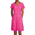 thumbnail image 1 of SHANI womens FOCUS by  V-Neck A-Line Laser Cutting Dress, 8, 1 of 2