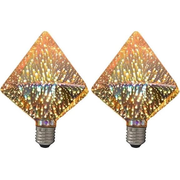 SHANJIA 2 Pack 3D Firework Bulb, LED Bulb E27 AC 85-220V 4W G95 Retro Edison Starry Light Bulb for Holiday Christmas Decoration ﻿