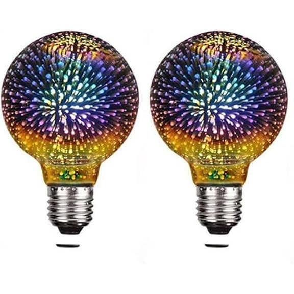 SHANJIA 2 Pack 3D Firework Bulb, LED Bulb E27 AC 85-220V 4W G95 Retro Edison Starry Light Bulb for Holiday Christmas Decoration 