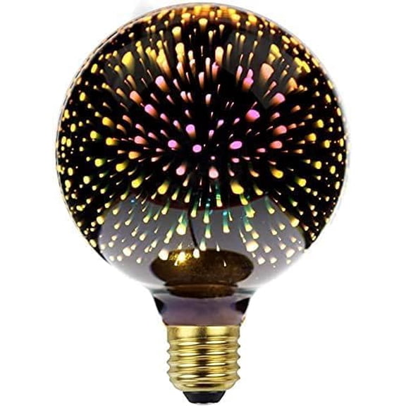 SHANJIA 3D Firework Bulb, 3D Bulb Decoration E27 AC 85-220V 4W G95 Retro Edison Starry Light Bulb for Holiday Christmas Decoration ﻿