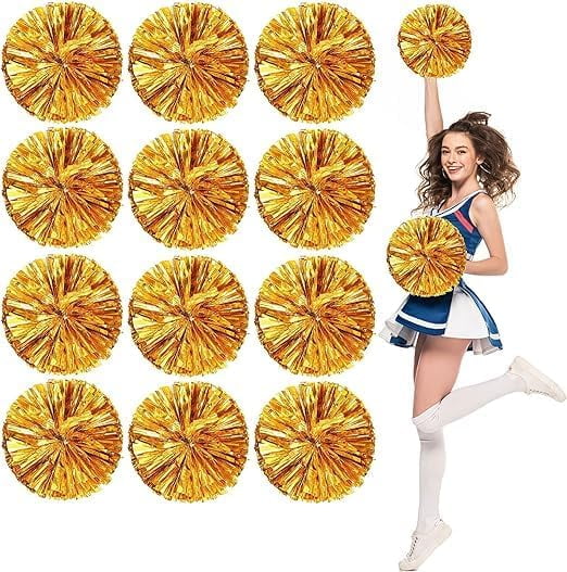 SHANJIA Cheerleader Pom Poms, 12 Pack Cheer Pom Pom Sports Dance Cheer Plastic Pom Poms Cheerleading for Sports Team Spirit Cheering