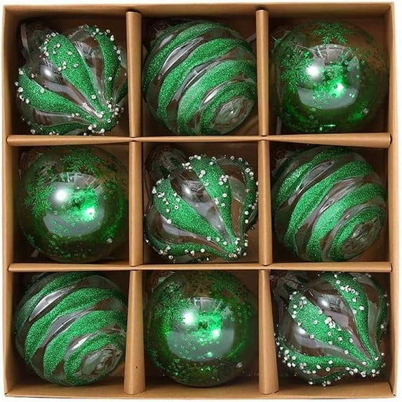 SHANJIA Christmas Balls, Champagne Christmas Balls 9Pcs 8cm Christmas Ball Colorful Ball Gift tree decoration pendant for Xmas Tree Holiday Garland Decor Ornaments