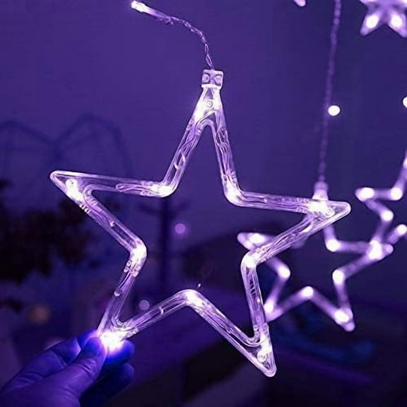 SHANJIA Christmas Star Curtain Lights, Christmas Window Curtain Lights with 12 Stars 138 LEDs, Star String Lights Battery Operated, Led Window Fairy Lights for Christmas,Wedding,Party, (Blue)