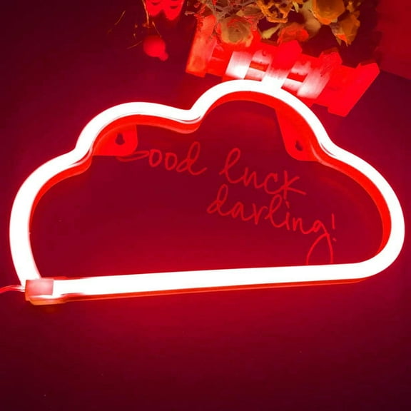 SHANJIA Cloud Neon Light Valentine's Night Lights Heart Shaped Neon Signs with USB Powered/LED Lightning Sign Shaped Decor Light,Wall Decor for Christmas,Birthday Party,Kids RoomDecorate