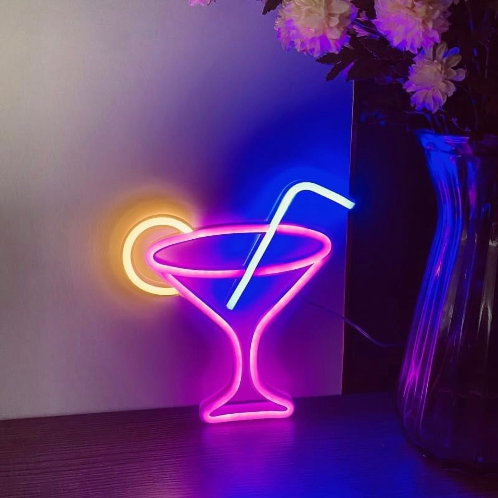 SHANJIA Cocktail Neon Signs for Wall Decor, Blue Cocktails Neon Light Sign,for Wall Decor Lights up Signs for Bar Pub Christmas Restaurant Bedroom Decoration