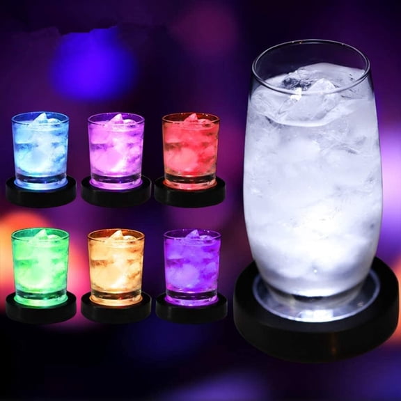 SHANJIA LED Coaster, Light Up Coasters USB Rechargeable Light Up Coasters for Bar Beer Beverage, Wine Bottle Cup Luminous Mat Cup Holder for Party, Wedding, Bar Club