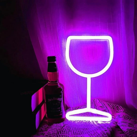 SHANJIA LED Neon Lights, Wine Glass Neon Sign Neon Light Sign LED for Wall Decor with Remote Control/USB Operated Night Lights Bar Lamp for Home,Bedroom Decor