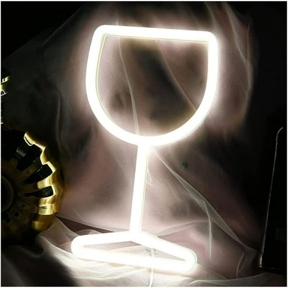 SHANJIA LED Neon Lights, Wine Glass Neon Sign Neon Light Sign LED for Wall Decor with Remote Control/USB Operated Night Lights Bar Lamp for Home,Bedroom Decor