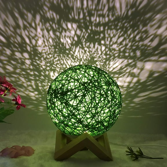 SHANJIA LED Rattan Ball Table Light, Bracket Seat Dimmable Night Lights USB Powered Rattan Ball Lamp Creative Birthday Gift Bedroom Home Bookroom Decor