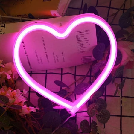 SHANJIA Love Heart Neon Light Valentine's Night Lights Heart Shaped Neon Signs with USB Powered/LED Lightning Sign Shaped Decor Light,Wall Decor for Christmas,Birthday Party,Kids RoomDecorate