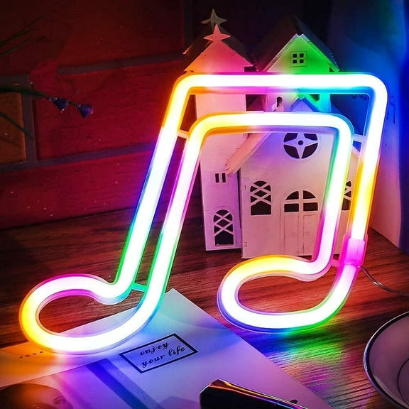 SHANJIA Musical Note neon, LED Neon Night Light USB/Battery Powered Wall Decorative Night Light for Bedroom Kids Gifts Party Decoration