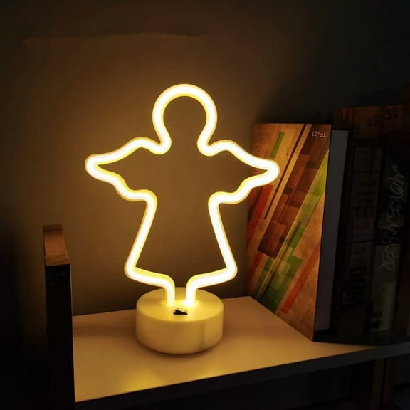 SHANJIA Neon Light Sign, LED Neon Sign with Holder Base Table Lamps, Battery/USB Neon Lights for Room Party Table Art Decorative Signs