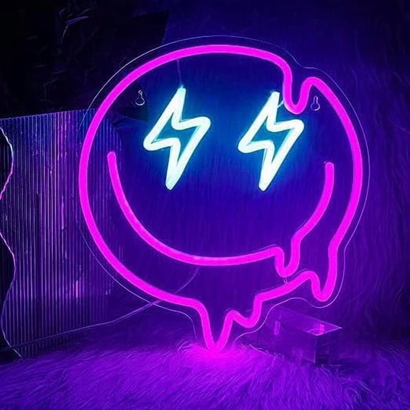 SHANJIA Smiling Neon Light, Smiling Neon Light Sign Wall decoration Pink Neon Sign Dimmable Led Sign for Bedroom Wall Room Bar Decoration