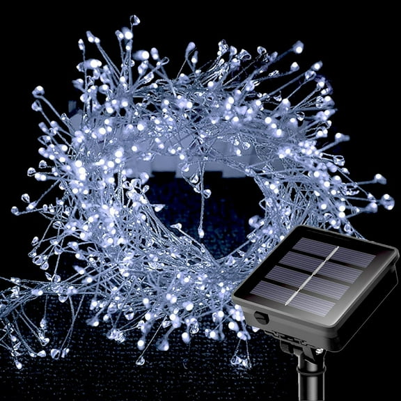 SHANJIA Solar Firecracker Lights, 6.56Ft 100 LED Waterproof Cluster Lights 8 Mode Copper Wire Cluster Fire Crackers Garland Fairy Lights Garden Wedding Christmas Party Decorations
