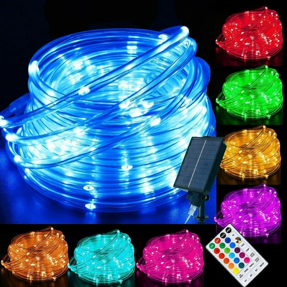 SHANJIA Solar Rope String Lights, 16 Colors Changing Tube Light String,Waterproof Copper Wire Lights Tube for Garden Yard Path Fence Tree Wedding Party Decorative