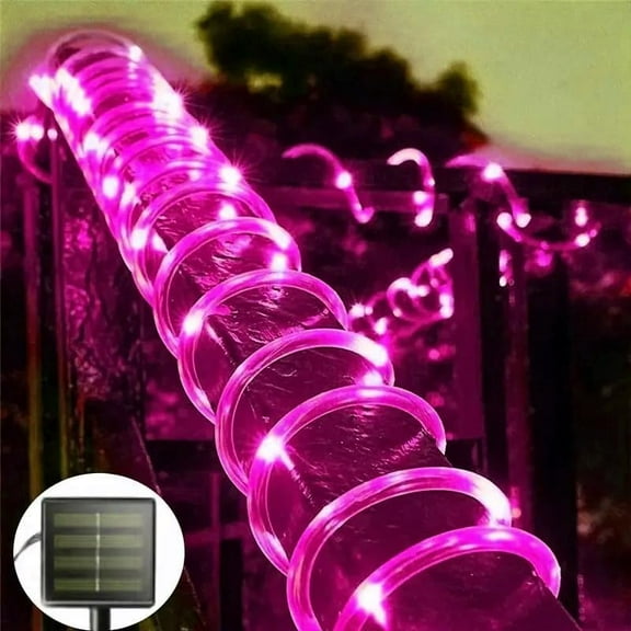 SHANJIA Solar Rope String Lights, 7.5M/25ft 50LEDs Waterproof Copper Wire Lights Tube, Outdoor Rope Lights for Garden Yard Path Fence Tree Wedding Party Decorative