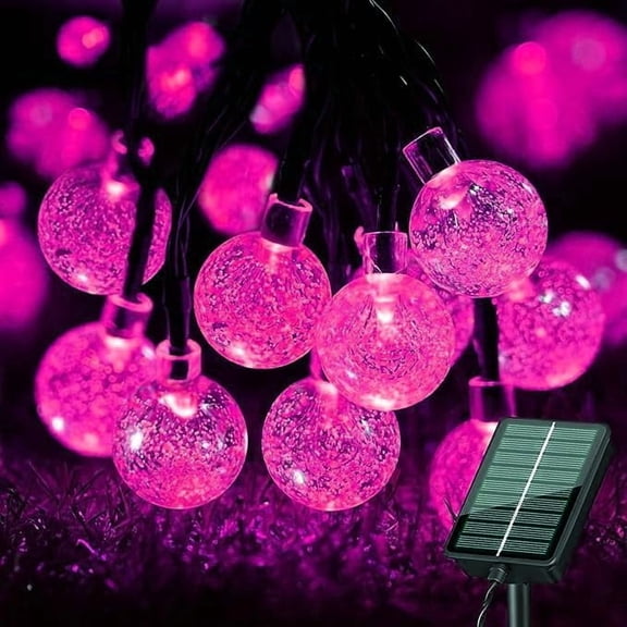 SHANJIA Solar String Lights, 6.5m 30LED Globe String Lights Waterproof Crystal Globe Fairy Lights for Gazebo,Camping,Party, Christmas Decorative