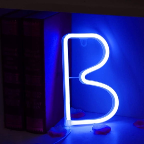 SHANJIA Upgraded Version Neon Letter, LED Alphabet Lights Up Letters USB Operated Blue Neon Wall Light for Bedroom,Birthday,Wedding Decor