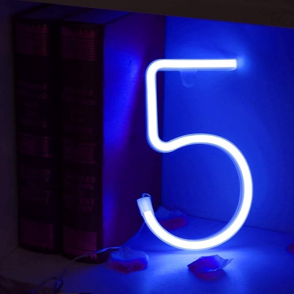 SHANJIA Upgraded Version Neon Letter, LED Alphabet Lights Up Letters USB Operated Blue Neon Wall Light for Bedroom,Birthday,Wedding Decor