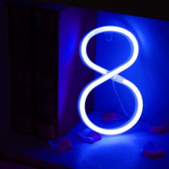 SHANJIA Upgraded Version Neon Letter, LED Alphabet Lights Up Letters USB Operated Blue Neon Wall Light for Bedroom,Birthday,Wedding Decor
