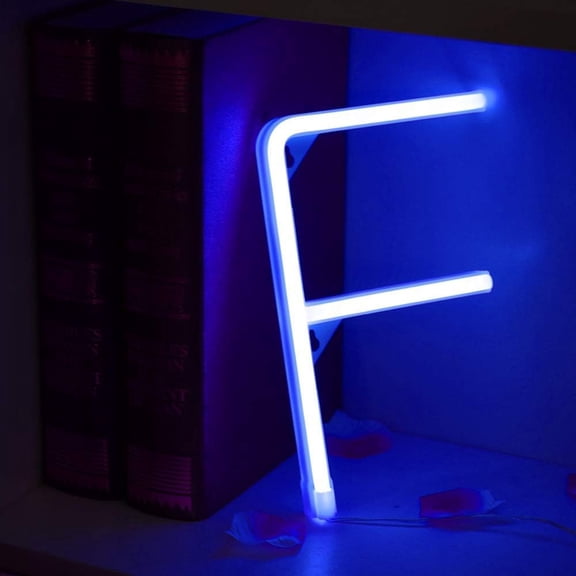 SHANJIA Upgraded Version Neon Letter, LED Alphabet Lights Up Letters USB Operated Blue Neon Wall Light for Bedroom,Birthday,Wedding Decor