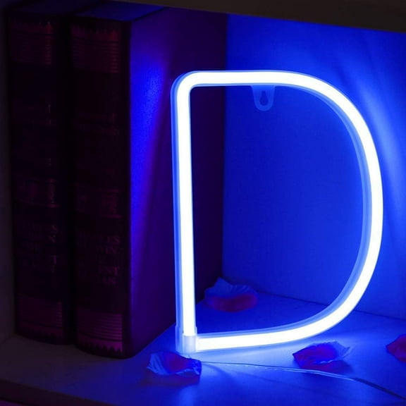 SHANJIA Upgraded Version Neon Letter, LED Alphabet Lights Up Letters USB Operated Blue Neon Wall Light for Bedroom,Birthday,Wedding Decor
