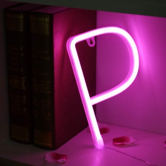 SHANJIA Upgraded Version Neon Letter, LED Alphabet Lights Up Letters USB Operated Pink Neon Wall Light for Bedroom,Birthday,Wedding Decor